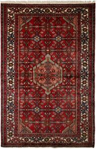 Tappeto Hamadan Stilizzato Rosso Blu Scuro 136x207 Cm