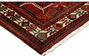 Tappeto Hamadan Stilizzato Rosso Scuro Nero 134x212 Cm