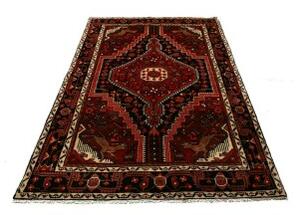 Tappeto Hamadan Stilizzato Rosso Scuro Nero 140x220 Cm