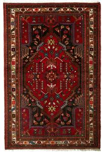 Tappeto Hamadan Stilizzato Rosso Nero 137x210 Cm