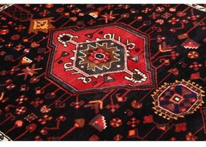 Tappeto Hamadan Stilizzato Nero Rosso 136x227 Cm