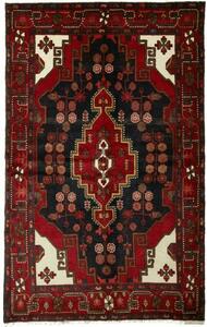 Tappeto Hamadan Stilizzato Rosso Nero 141x224 Cm