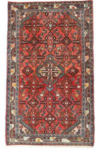 Tappeto Hamadan Stilizzato Rosso Mattone Blu Petrolio 80x130 Cm