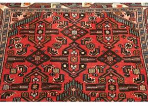 Tappeto Hamadan Stilizzato Rosso Mattone Blu Petrolio 80x130 Cm
