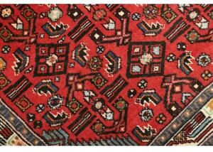 Tappeto Hamadan Stilizzato Rosso Mattone Blu Petrolio 80x130 Cm