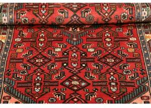 Tappeto Hamadan Stilizzato Rosso Mattone Blu Petrolio 80x130 Cm
