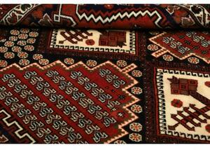 Tappeto Hamadan Stilizzato Rosso Mattone Blu Scuro 132x180 Cm