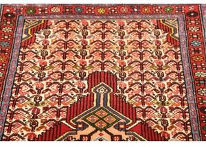 Tappeto Hamadan Stilizzato Rosso Mattone Beige 77x132 Cm