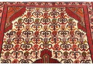 Tappeto Hamadan Stilizzato Rosso Avorio 75x130 Cm