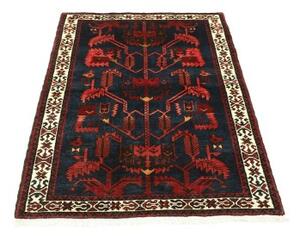 Tappeto Hamadan Stilizzato Blu Scuro Rosso 108x150 Cm