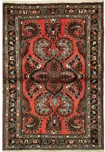 Tappeto Hamadan Stilizzato Rosso Nero 104x155 Cm