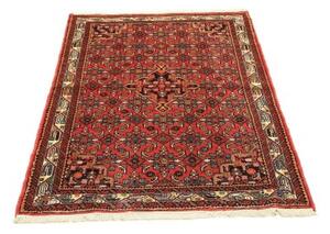 Tappeto Hamadan Stilizzato Rosso Blu Scuro 103x136 Cm
