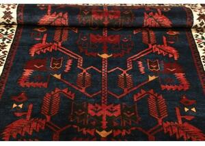 Tappeto Hamadan Stilizzato Blu Scuro Rosso 108x150 Cm