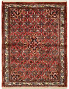 Tappeto Hamadan Stilizzato Rosso Blu Scuro 103x136 Cm