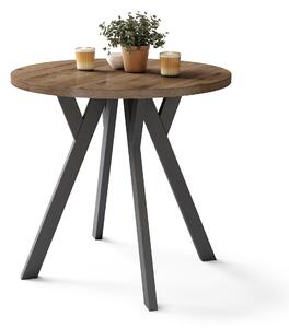 ALMO 80 Noce Elegante/gambe nere - TAVOLO ROTONDO CON GAMBE A Y LOFT/INDUSTRIALE PER CUCINA SOGGIORNO O SALA DA PRANZO