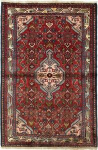 Tappeto Hamadan Stilizzato Rosso Mattone Blu Scuro 101x144 Cm