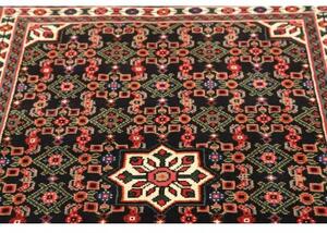 Tappeto Hamadan Stilizzato Nero Rosso 100x144 Cm