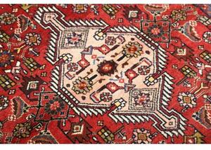 Tappeto Hamadan Stilizzato Rosso Mattone Blu Scuro 101x144 Cm