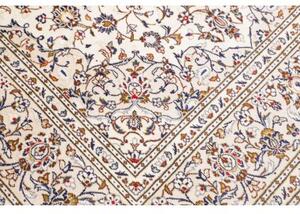 Tappeto Kashan Medaglione Floreale Avorio Blu Scuro 195x305 Cm