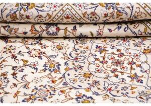 Tappeto Kashan Medaglione Floreale Avorio Blu Scuro 195x305 Cm
