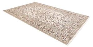 Tappeto Kashan Medaglione Floreale Avorio Blu Scuro 195x305 Cm