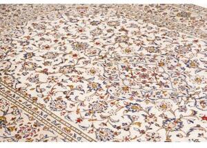 Tappeto Kashan Medaglione Floreale Avorio Blu Scuro 195x305 Cm