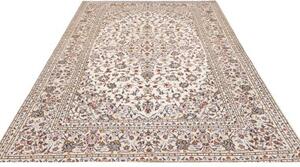 Tappeto Kashan Medaglione Floreale Avorio Blu Scuro 195x305 Cm