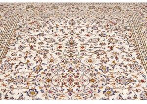 Tappeto Kashan Medaglione Floreale Avorio Blu Scuro 195x305 Cm