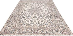 Tappeto Kashan Medaglione Floreale Avorio Blu 200x293 Cm