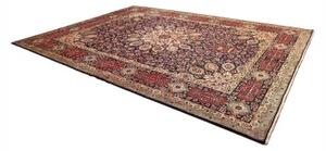 Tappeto Tabriz Medaglione Floreale Blu Scuro Rosso Mattone 303x400 Cm