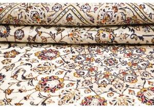Tappeto Kashan Medaglione Floreale Avorio Blu Scuro 202x298 Cm