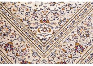 Tappeto Kashan Medaglione Floreale Avorio Blu 202x305 Cm