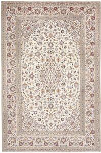 Tappeto Kashan Medaglione Floreale Avorio Blu 202x305 Cm