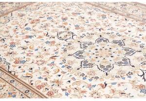 Tappeto Kashan Medaglione Floreale Avorio Blu 200x312 Cm