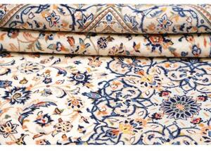 Tappeto Kashan Medaglione Floreale Avorio Blu 200x315 Cm