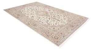 Tappeto Kashan Medaglione Floreale Avorio Grigio 195x293 Cm
