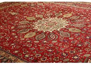 Tappeto Tabriz Medaglione Floreale Rosso Avorio 302x390 Cm