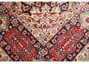 Tappeto Tabriz Medaglione Floreale Blu Scuro Rosso Mattone 303x400 Cm