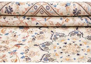 Tappeto Kashan Medaglione Floreale Avorio Blu 200x312 Cm