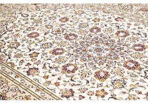 Tappeto Kashan Medaglione Floreale Avorio Blu Scuro 202x298 Cm