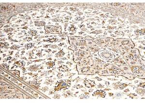 Tappeto Kashan Medaglione Floreale Avorio Grigio 195x293 Cm