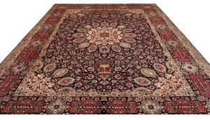 Tappeto Tabriz Medaglione Floreale Blu Scuro Rosso Mattone 303x400 Cm