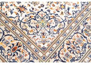 Tappeto Kashan Medaglione Floreale Avorio Blu 200x315 Cm