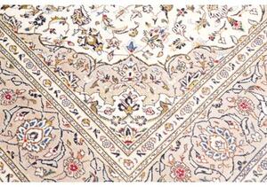 Tappeto Kashan Medaglione Floreale Avorio Grigio 195x293 Cm