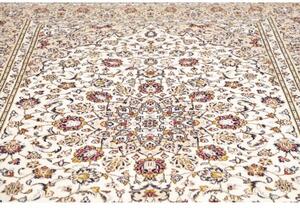 Tappeto Kashan Medaglione Floreale Avorio Blu Scuro 202x298 Cm