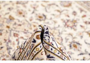Tappeto Kashan Medaglione Floreale Avorio Blu 202x305 Cm