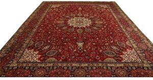 Tappeto Tabriz Medaglione Floreale Rosso Avorio 302x390 Cm