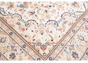 Tappeto Kashan Medaglione Floreale Avorio Blu 200x312 Cm