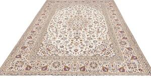 Tappeto Kashan Medaglione Floreale Avorio Blu 202x305 Cm