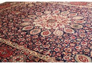 Tappeto Tabriz Medaglione Floreale Blu Scuro Rosso Mattone 303x400 Cm